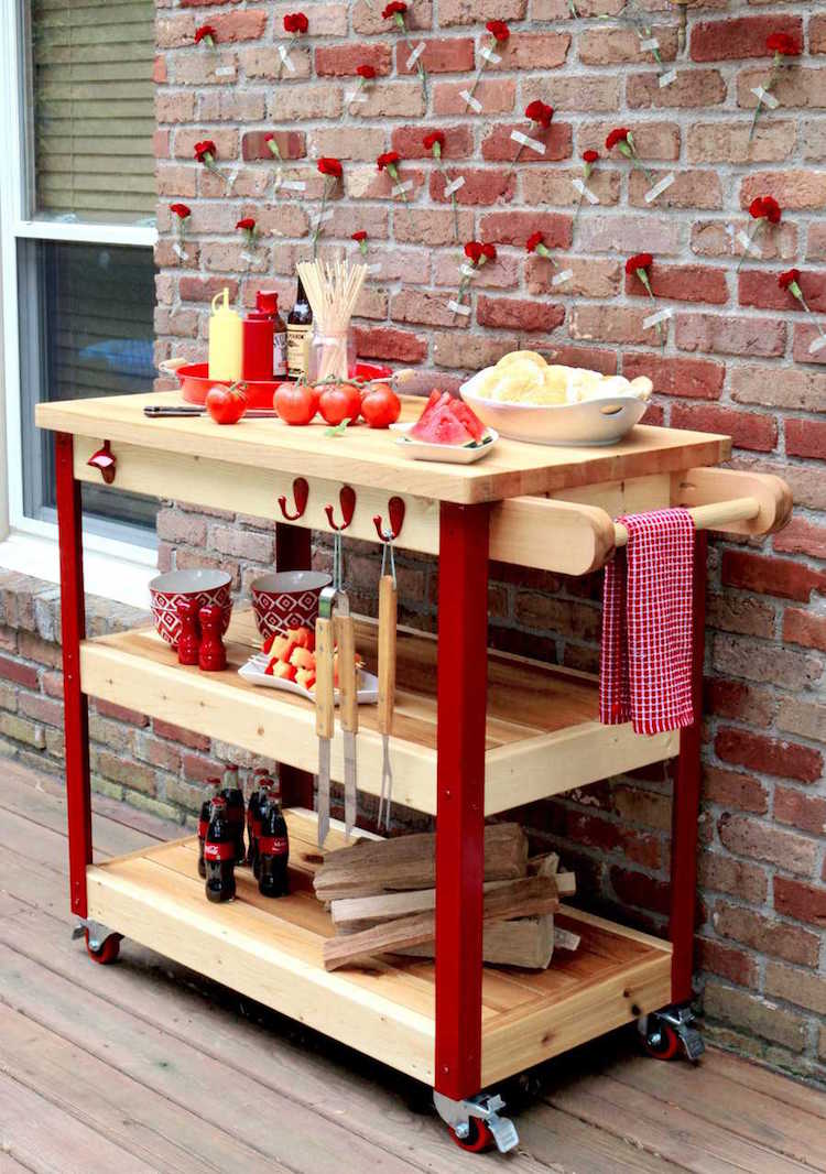 accessoire barbecue à faire soi-même- desserte sur roulettes