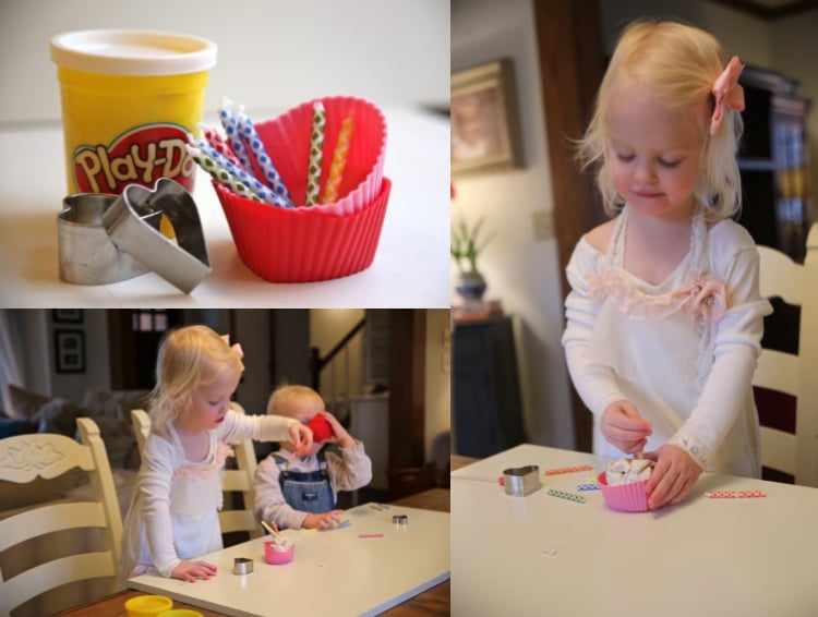 activités pour enfants de la maternelle - préparer des cupcales anniversaire en pâte à modeler