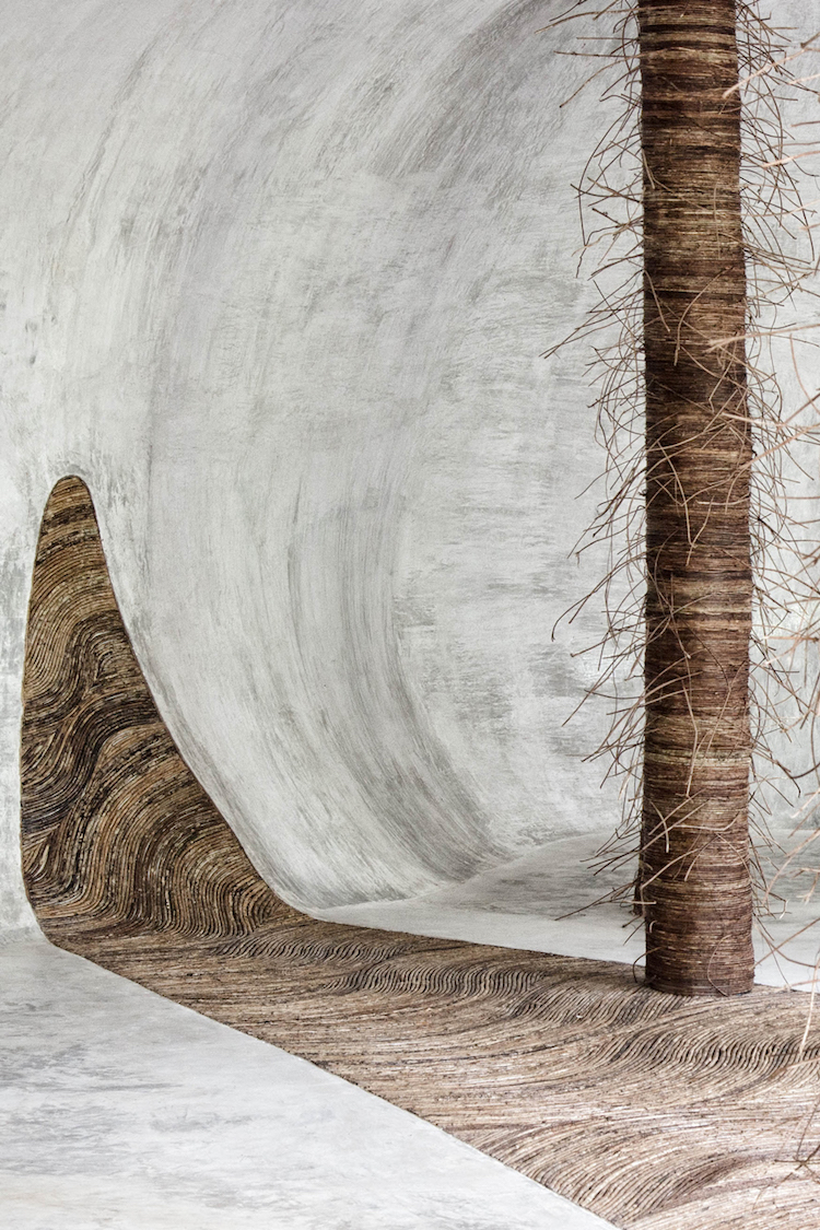 architecture organique galerie ik lab murs ciment fibres naturelles