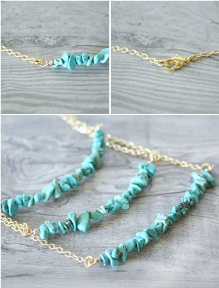 bijoux fantaisie DIY- colliers avec turquoises ou autres pierres