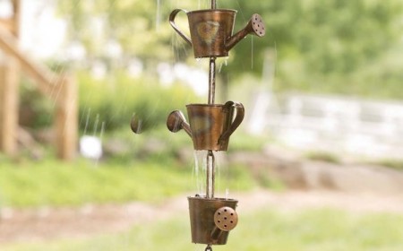 chaîne de pluie créative arrosoirs