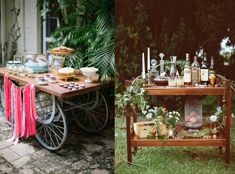 comment organiser et décorer le buffet et le bar pour mariage bohème chic original