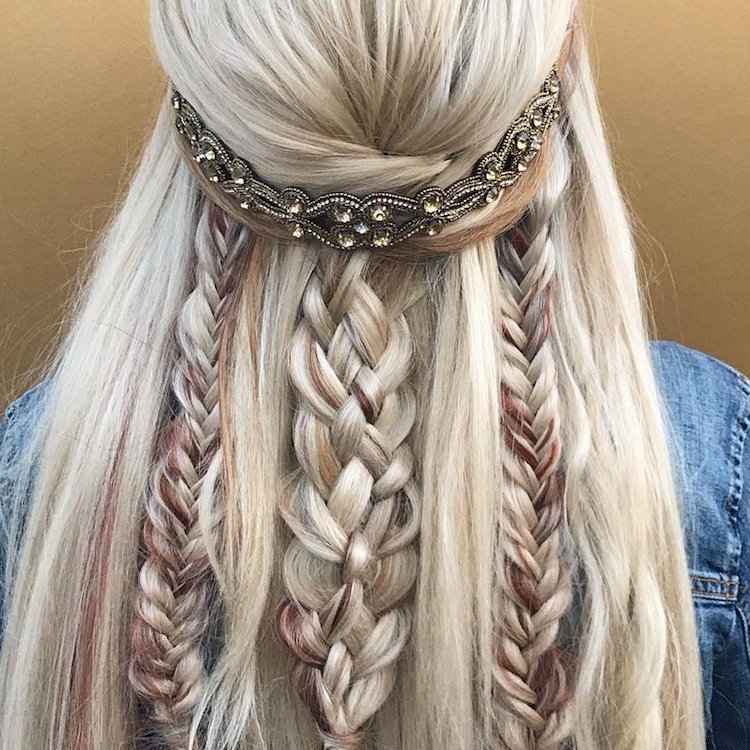 couronne tresses accessoire cheveux strass pour mariage bohème chic