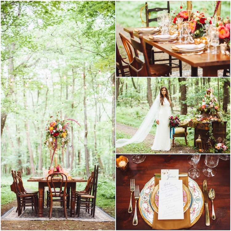 éléments décoration de mariage bohème chic parfaitement assortis