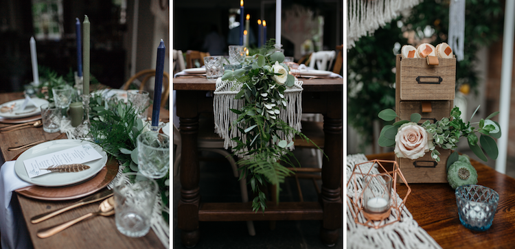 idées de décoration table pour mariage bohème chic ou rustique