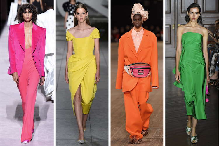 la tendance de mode printemps 2018 des couleurs flashy- Tom Ford, Carolina Herrera, Marc Jacobs, and Sachin & Babi