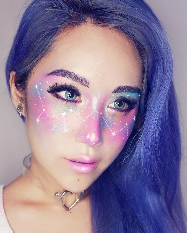 maquillage signe du zodiaque inspiré par les galaxies
