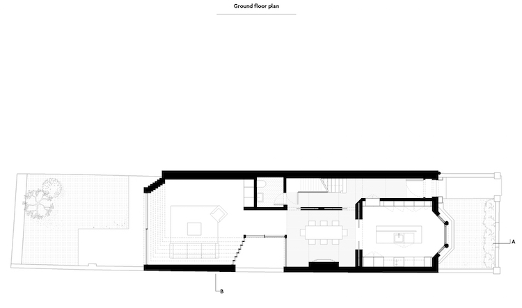 plan d'architecte rez-de-chaussée extension maison brique décalée