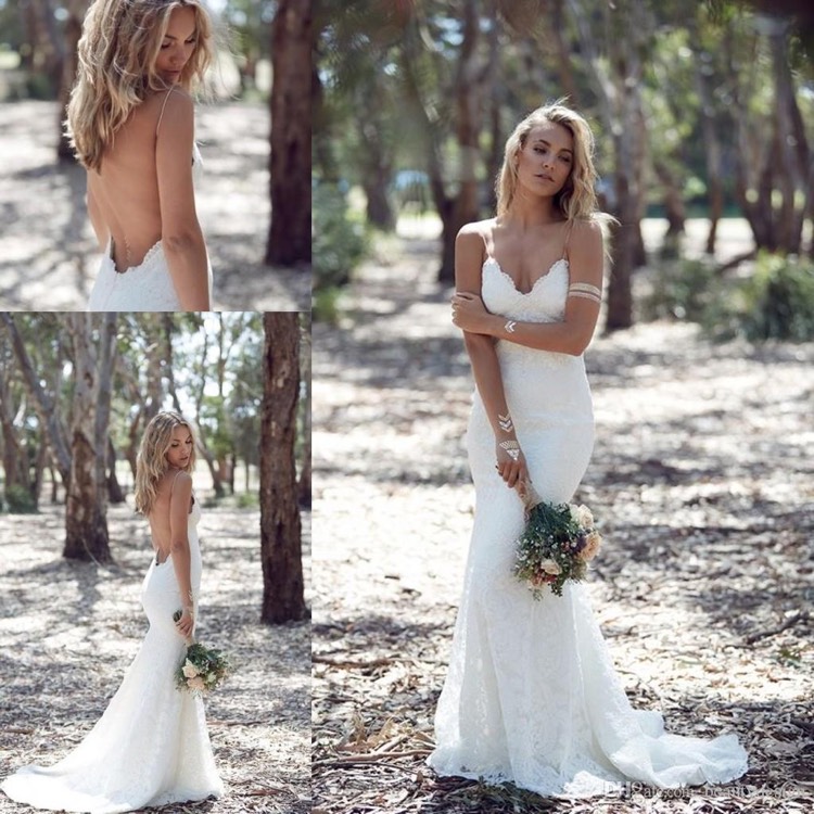 robe de mariée syrène dos nu bretelle fine