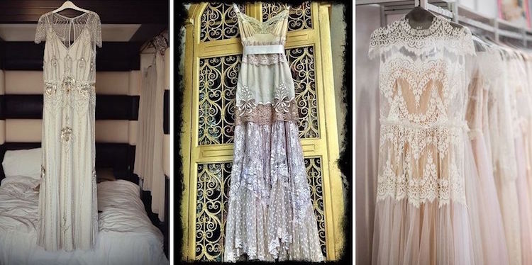 robes de mariée bohèmes à broderies et ornementations cristaux