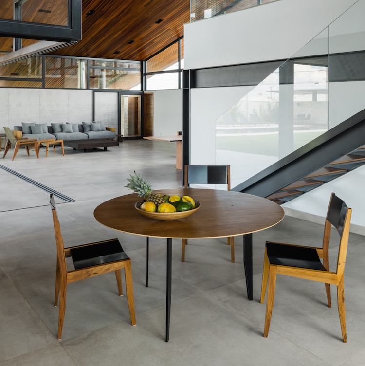 sol beton moderne mobilie bois amenagement plan ouvert