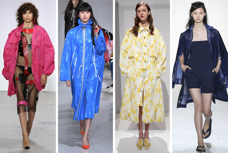 tendance de mode printemps 2018 imperméable trench anorak- Oscar de la Renta, Calvin Klein, Claudia Li, and Dion Lee