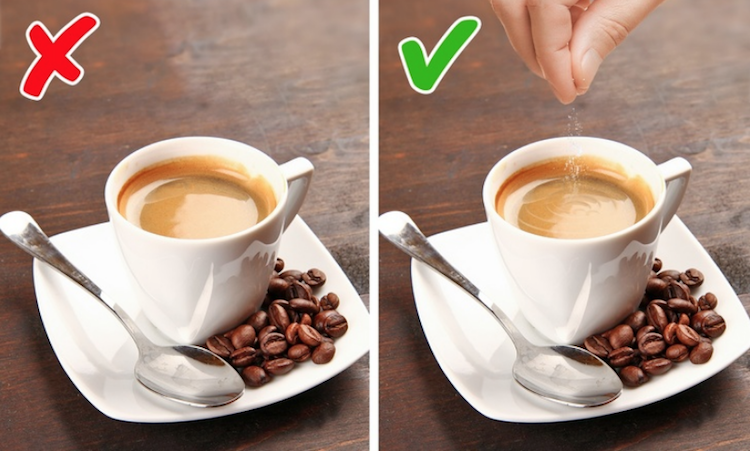 utilisation du sel eliminer amertume cafe