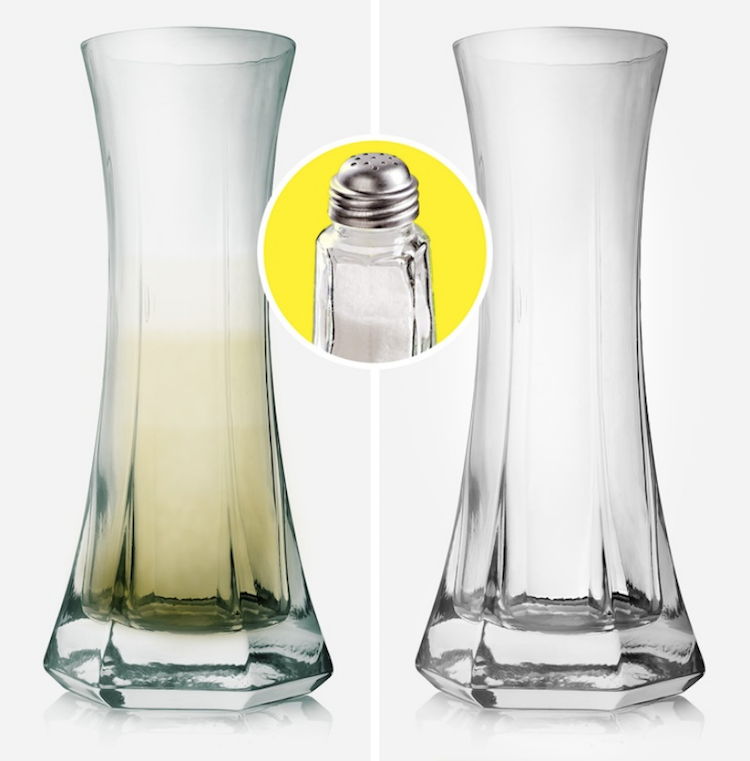utilisation du sel nettoyer taches vases verre