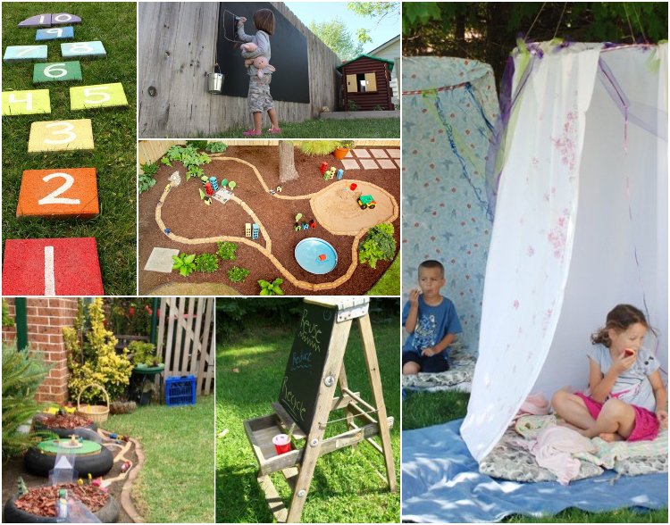 aire de jeux pour enfants à réaliser au jardin soi-même- idées d'activités
