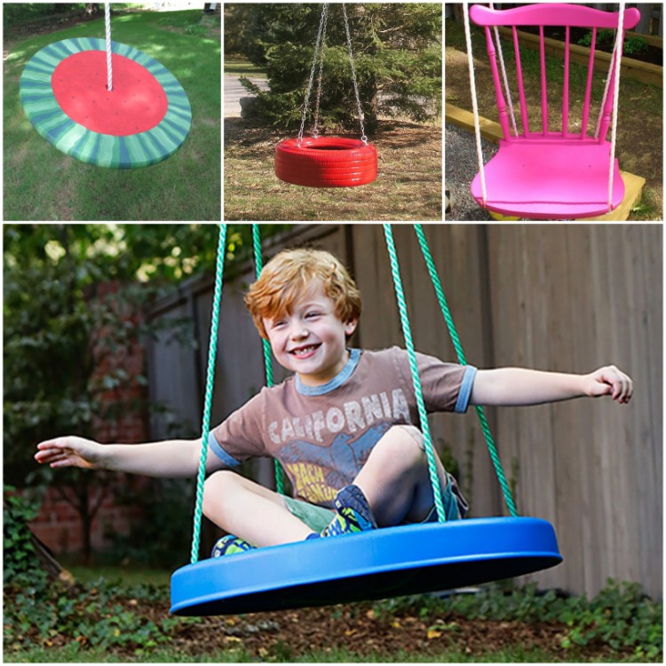 balançoire pour enfants idée DIY originale facile réaliser aire jeux jardin