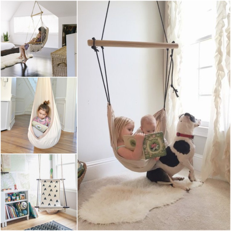 balançoire pour enfants textile bois idée originale ambiance chambe enfant style scandinave