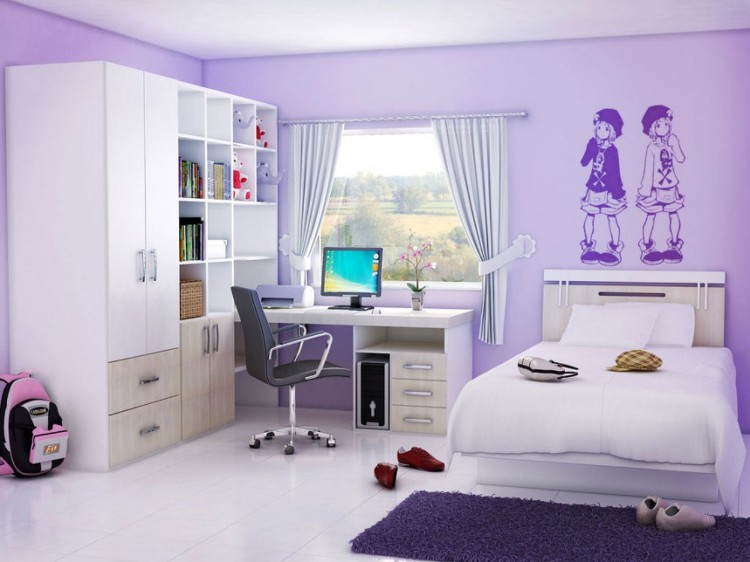 chambre ado fille moderne déco violette