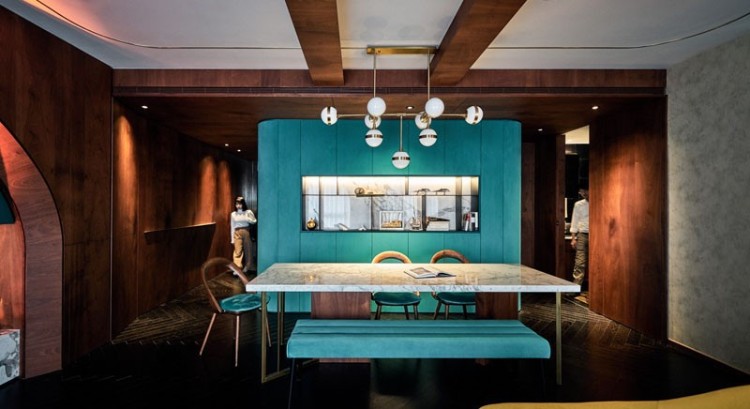 couleur bleu turquoise petites touches déco intérieure moderne appartement hors standard Taiwan