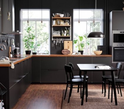 cuisine équipée IKEA graphite mat portes d'armoires Kungsbacka