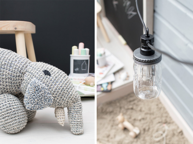 deco aire de jeux diy elephant tricot lanterne lumineuse