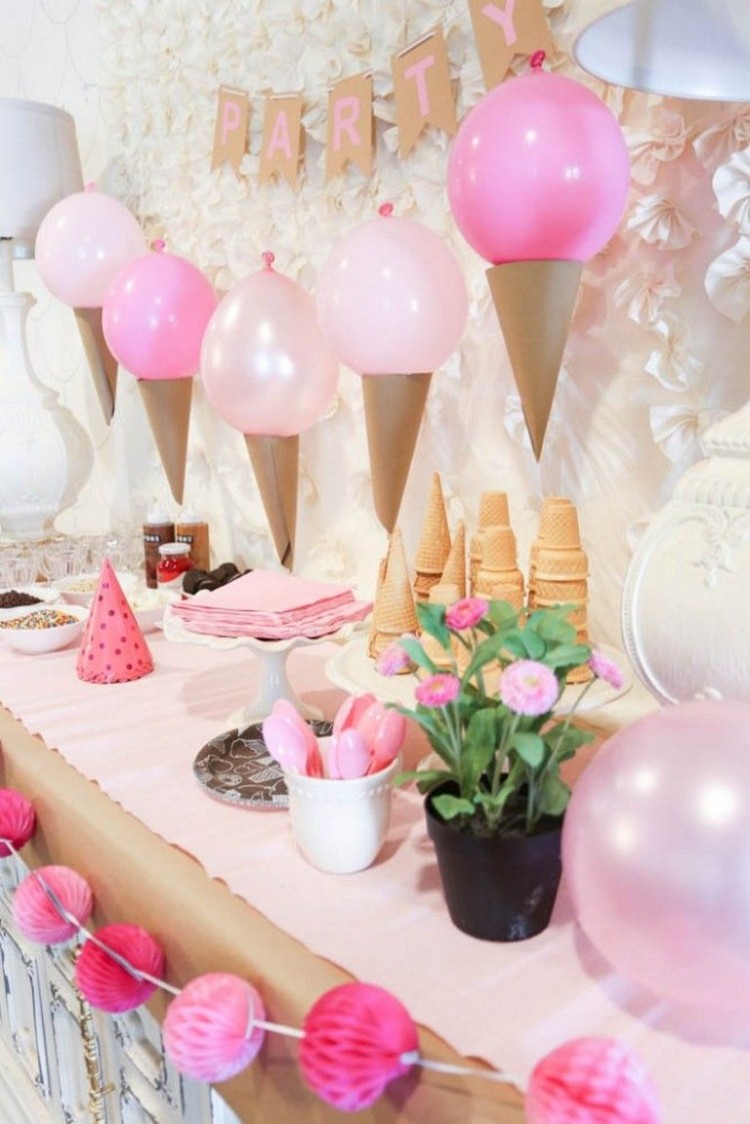 décoration ballon anniversaire déco rose glaces