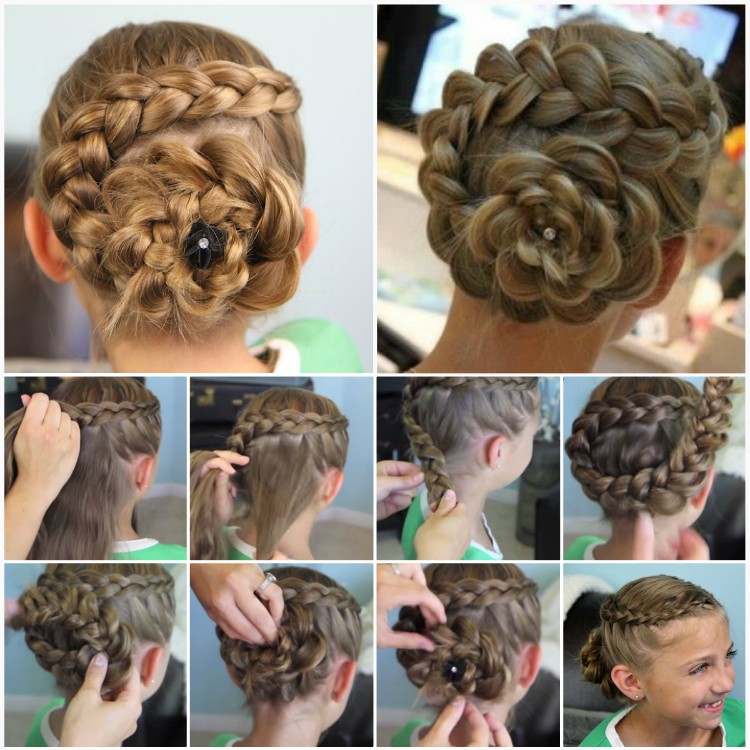 exemples de tresse cheveux en forme de fleur