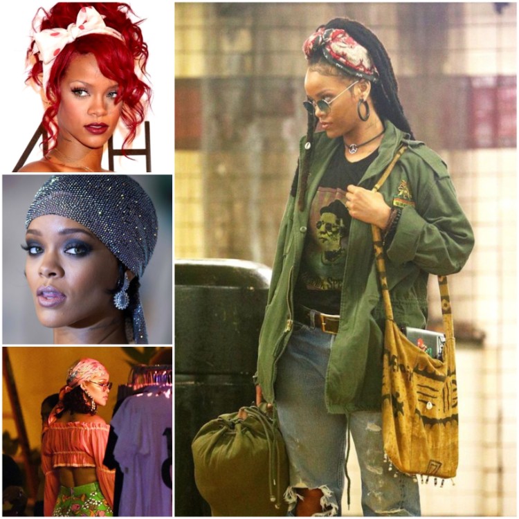 foulard cheveux femme idées coiffures accessoirisées idéales chaque occasion zoom look capillaires Rihanna