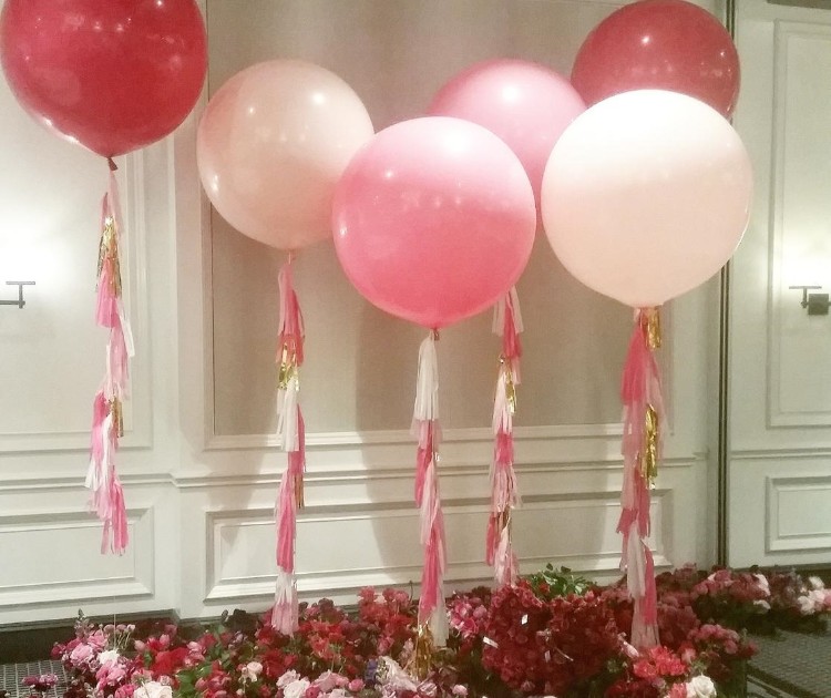 grands ballons nuances roses déco anniversaire fille