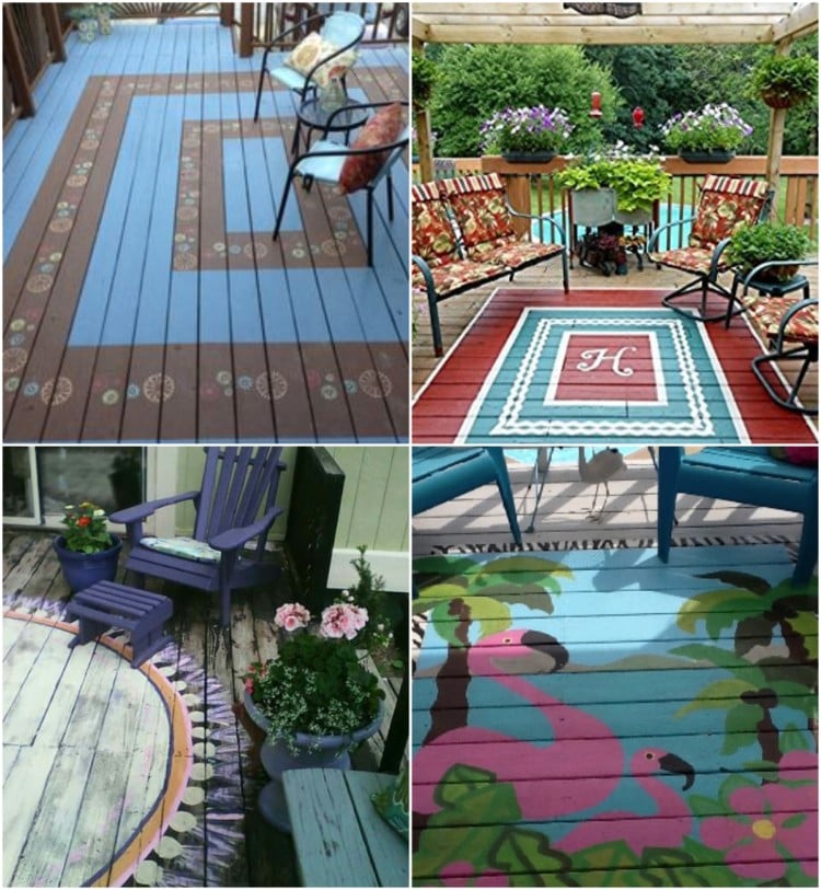 idées de tapis peint peinture terrasse bois plancher
