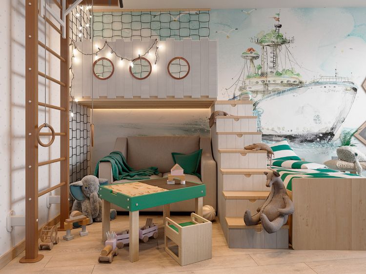 intérieur scandinave chambre enfant déco murale originale