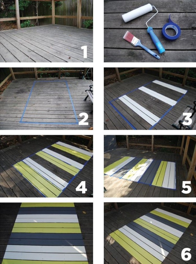 peinture terrasse bois DIY tapis peint