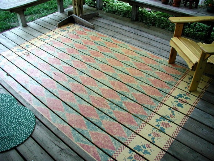 peinture terrasse bois faux tapis coloré.0