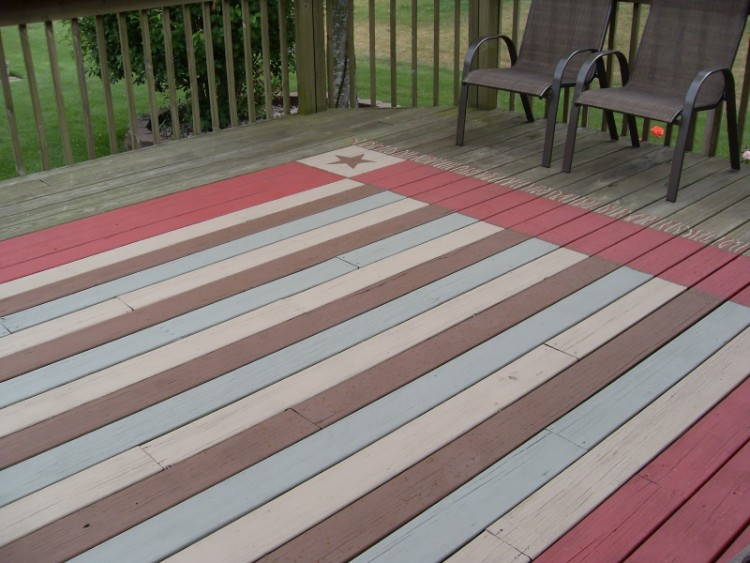 peinture terrasse bois idée créative faux tapis