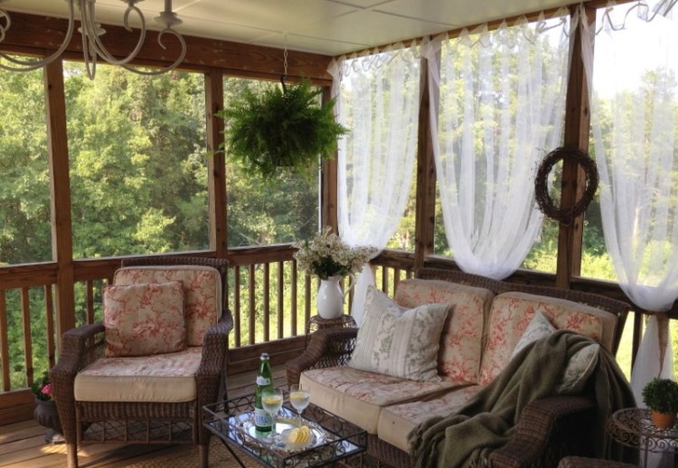 rideau véranda moderne style boheme chic idée déco porche terrasse espace extérieur