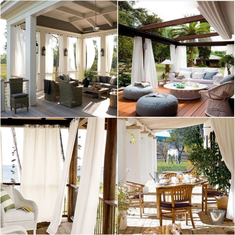 rideau véranda zoom meilleures idées habillage espace extérieur porche terrasse bois