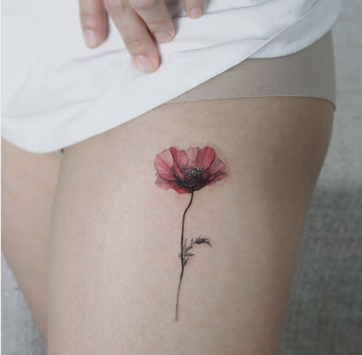 tatouage fleur coquelicot thorax