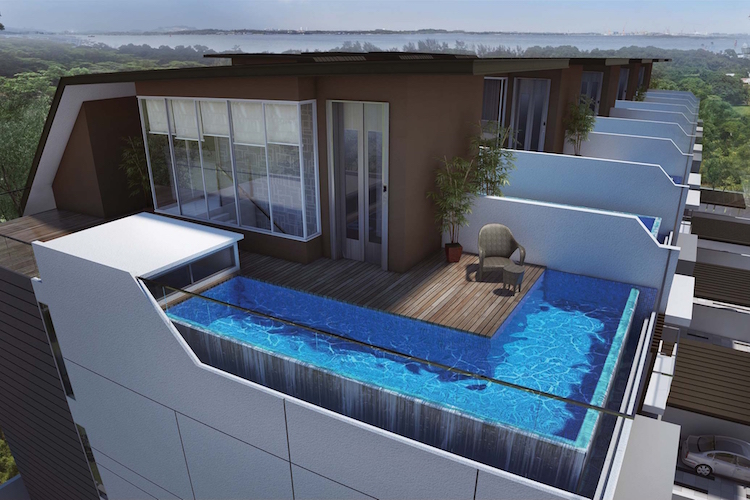 toit terrasse privé avec piscine parois transparentes