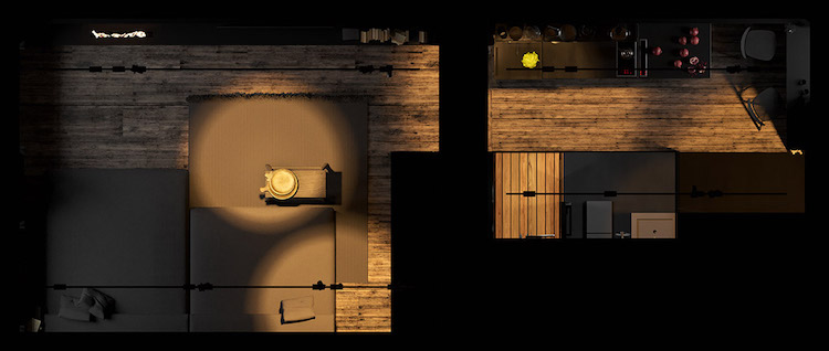 visualisation appartement sombre gris bois