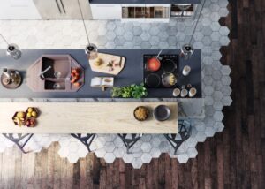 îlot central design avec coin bar moderne pratique cuisine design magnifique