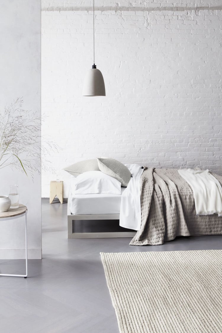 chambre blanc gris style minimaliste 