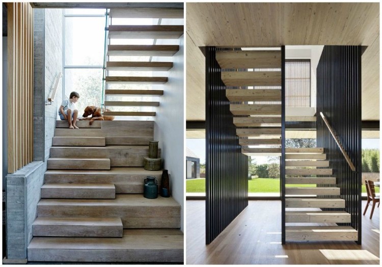 claustra escalier en métal bois clair maison design