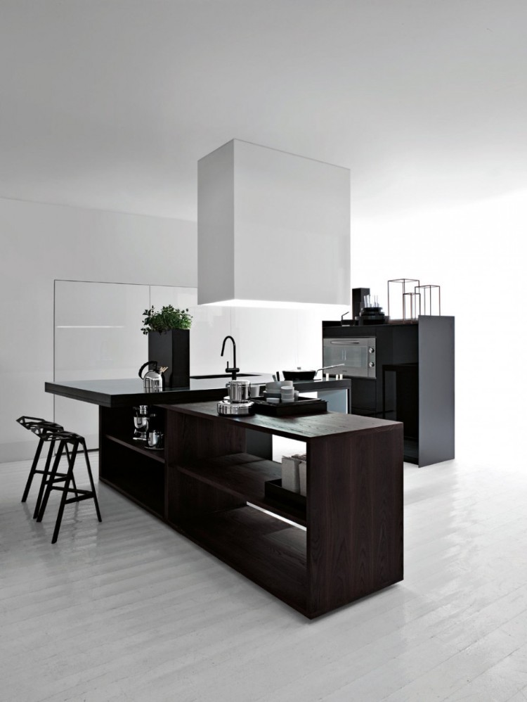 couleur tendance 2018 peinture ambiance cuisine design noir et blanc minimaliste