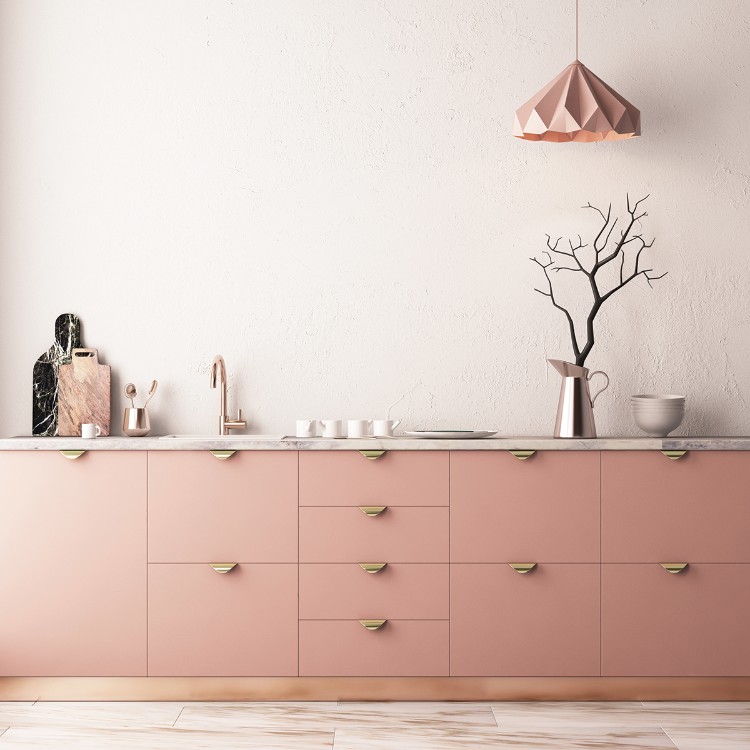 couleur tendance 2018 peinture rose millennial sur mur meubles cuisine