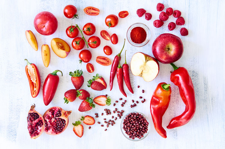 couleurs des legumes fruits aliments rouges
