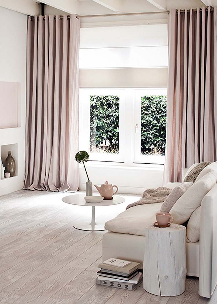 couleurs neutres rose pastel déco salon moderne cosy