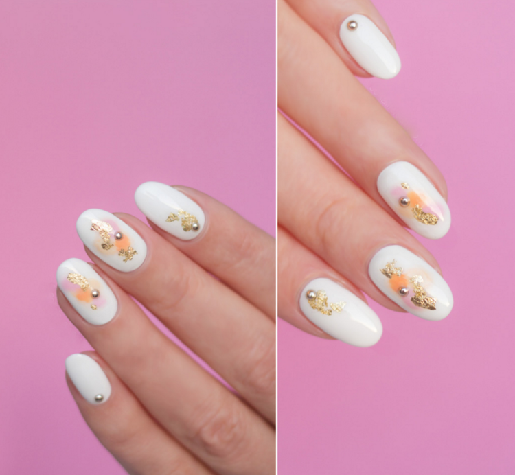 Ongle Blanc Avec Feuille D Ornull