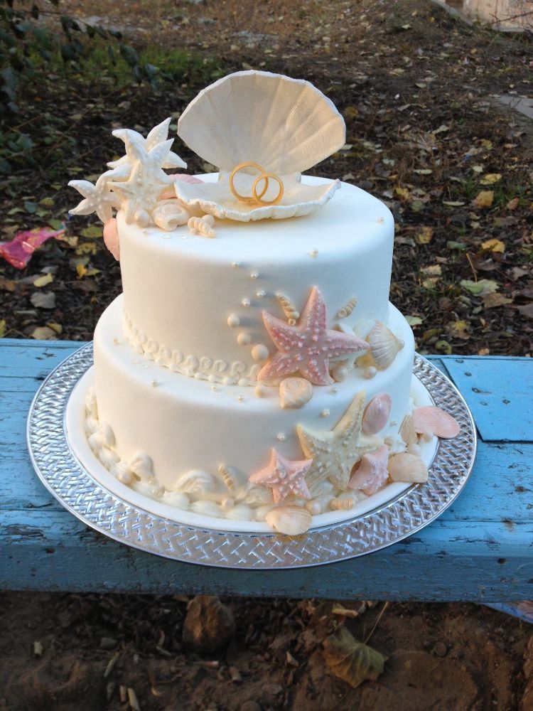 gâteau mariage original blanc étoiles de mer