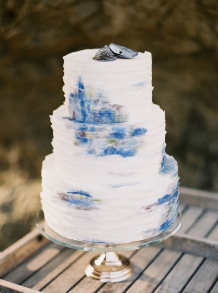 gâteau mariage original thème de plage watercolor