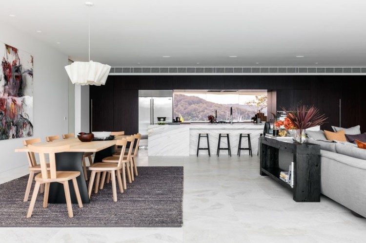 placage pierre de grès design intérieur maison architecte salle séjour cosy ambiance épurée esprit scandinave